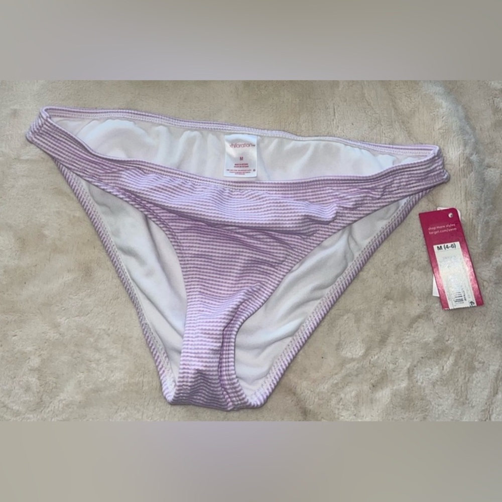 Xhilaration Swimwear Purple & White Striped Bikini Bottom Medium